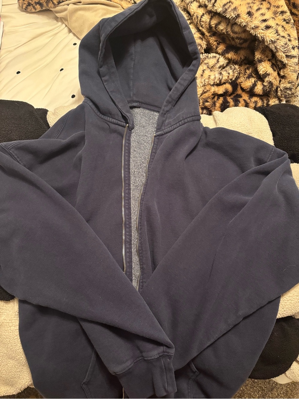 Brandy Melville Navy Blue Full-Zip Hoodie